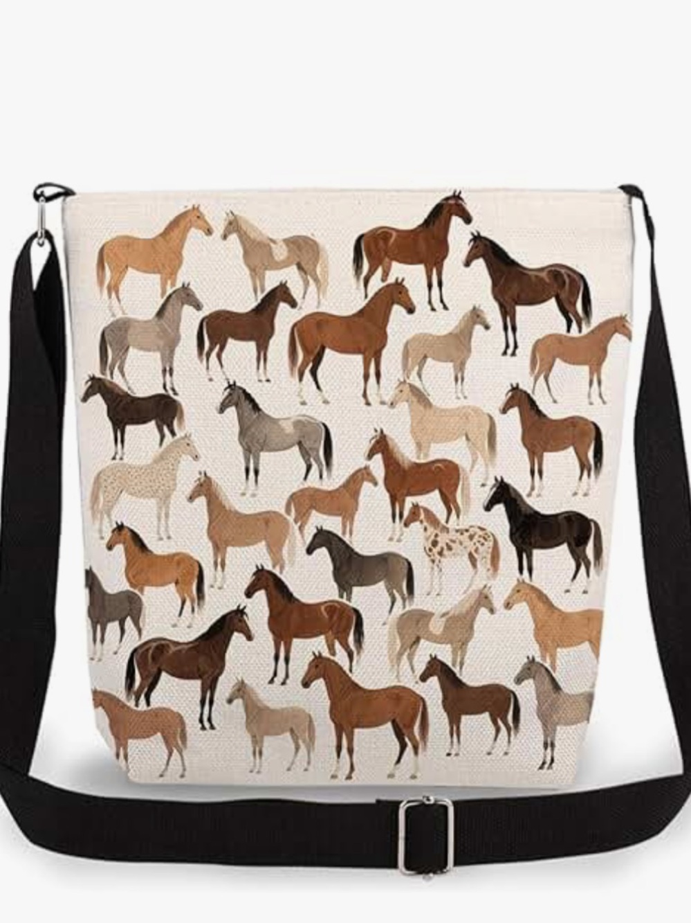 Chic Nation Multi-Horse Print Crossbody Bag in Beige, Brown, Tan, Black